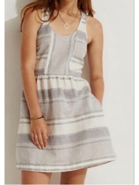 Lou & Grey striped linen blend racer back dress 0